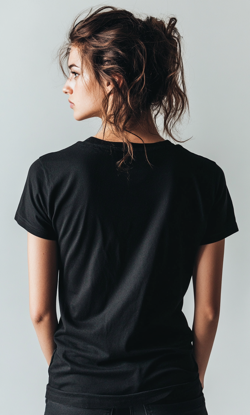 Black T-shirt Female Back