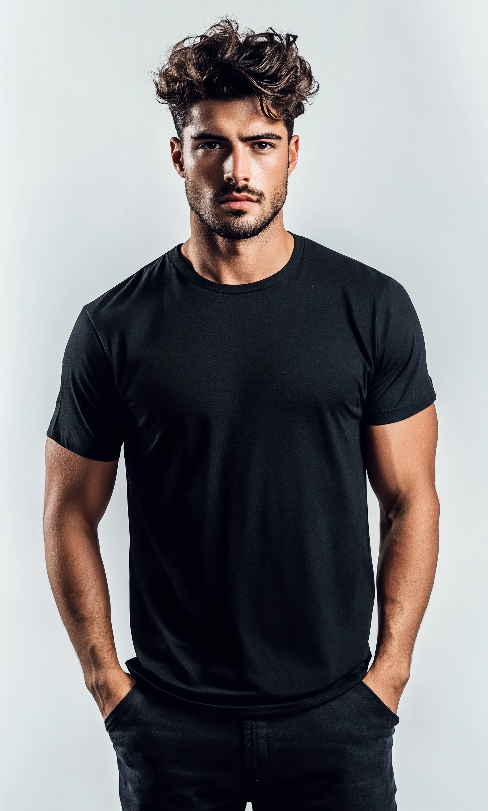 Black T-shirt Male Front